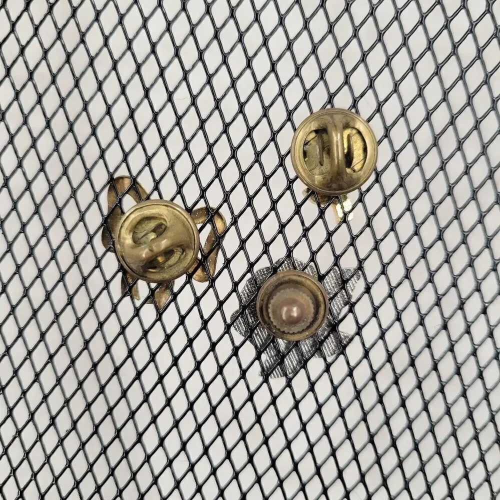 Vintage Enamel Pin Set - Cross, Rose, Bow